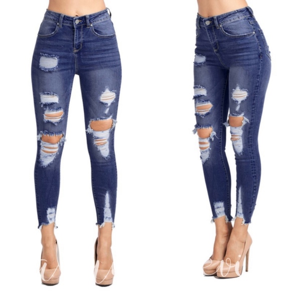 Denim - AMBER Distressed Skinny Jeans   